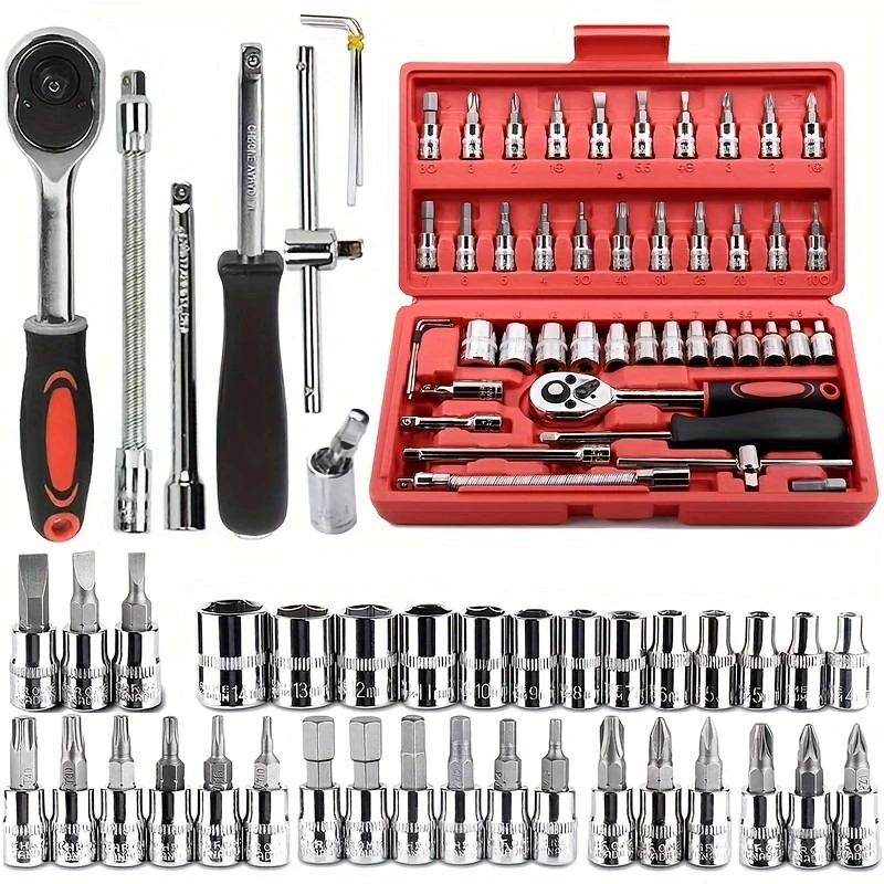 04 casa e lar shop kit de ferramentas 4046 peças jogo de soquetes chave catraca reversível com maleta